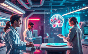 Illustration representing innovative hybrid technology enhancing stem cell therapy for neurological diseases.